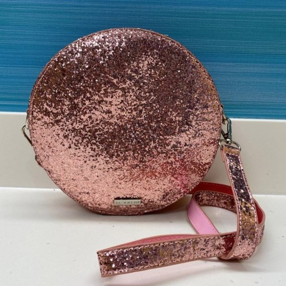 SKINNY DIP WOMEN'S ROUND CIRCLE PINK GLITTER PURSE HAND BAG - Picture 4 of 8